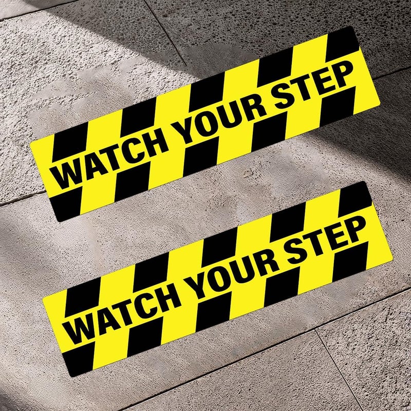 RABOWA Pack 8 Pcs Watch Your Step Sticker for Floor Indoor Outdoor Safety Caution Warning Security Signs Window Bumper Stickers Removable Waterproof Large Vinyl Decals Home Accessories - Image 5